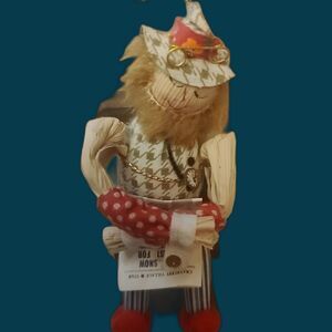 Vintage Corn Husk and Wood Grandpa in Rocking Chair Decoration Figurine